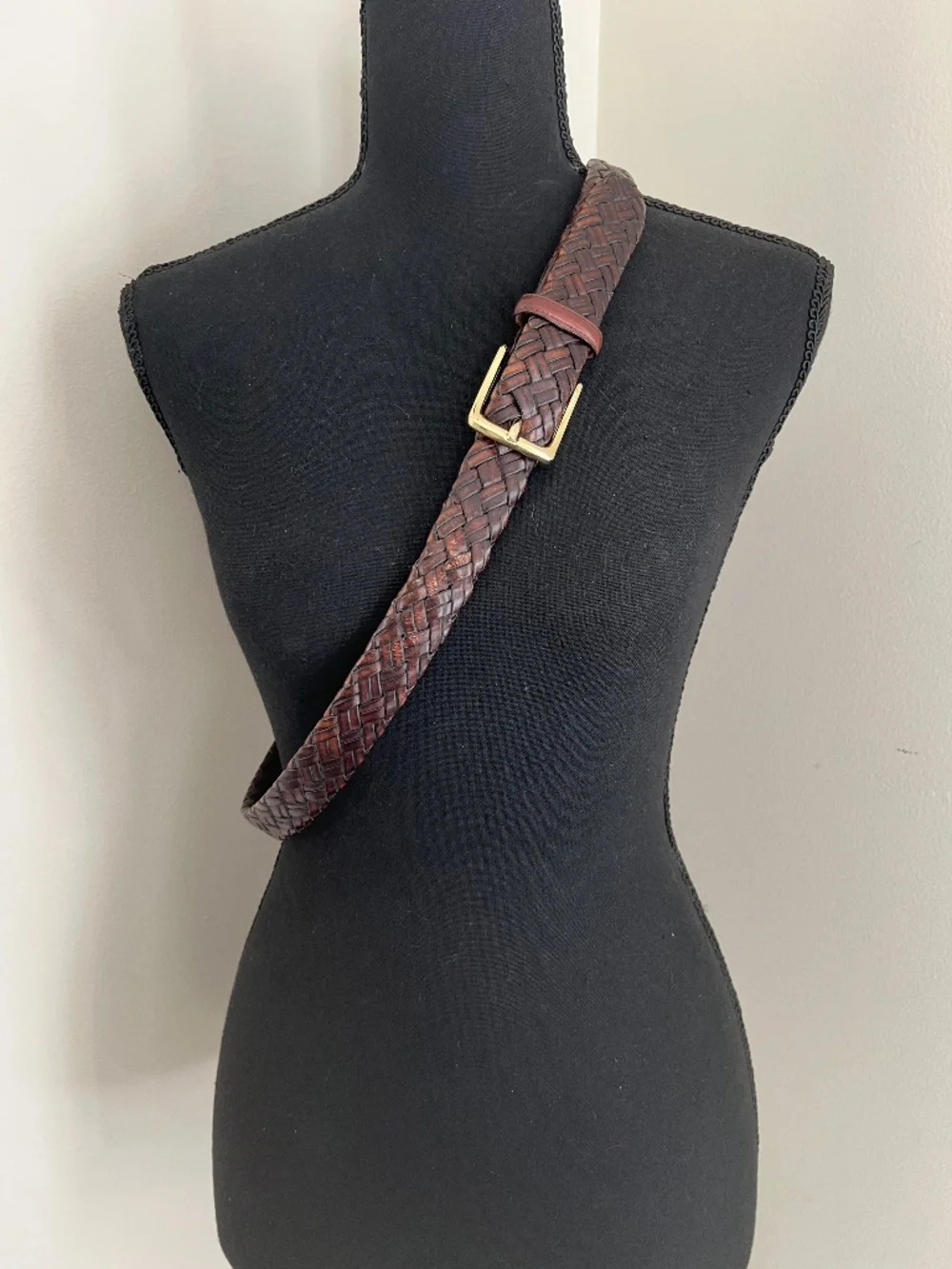 Men's Unbranded Vintage Brown Bonded Leather Braided Belt #110561 210
